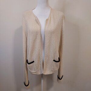 Ann Taylor Factory Open Cream & Black Cardigan Sweater